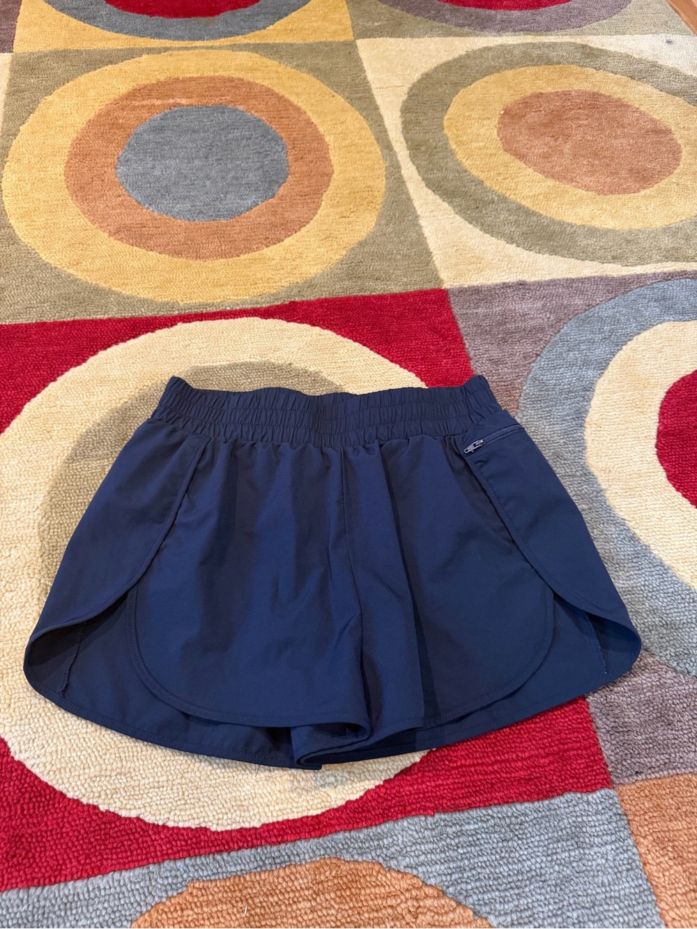 Navy Blue Workout Athletic Running Shorts Built in Underwear Women’s Size Large
